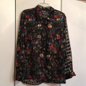 Notations Ladies Long Sleeve Black Sheer Blouse⭐️